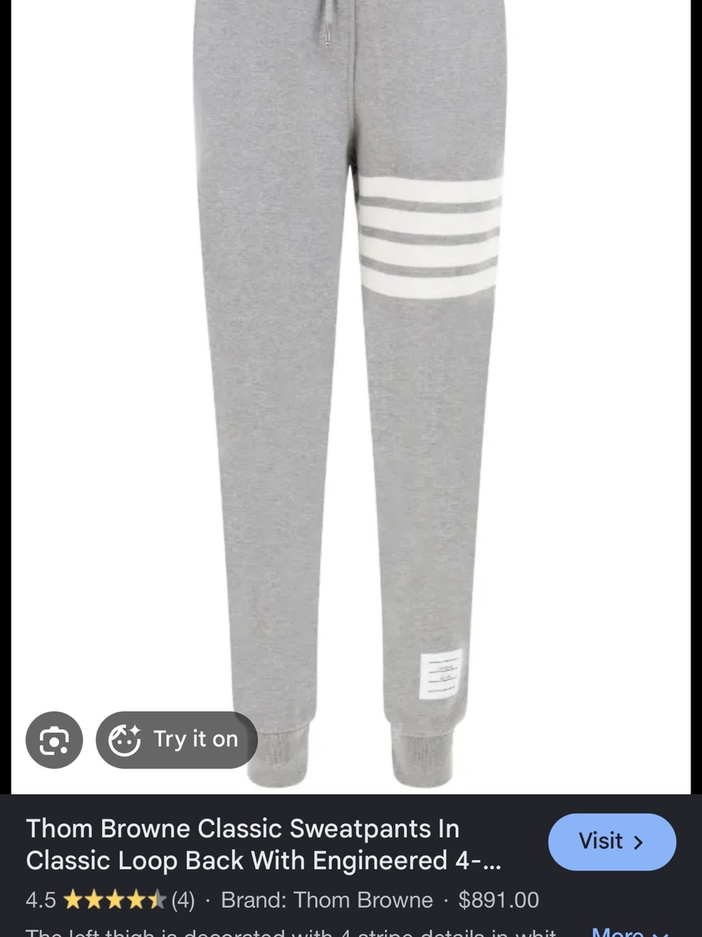 Thom Browne Kids Grey Sweatpants with White Four-Bar Stripe